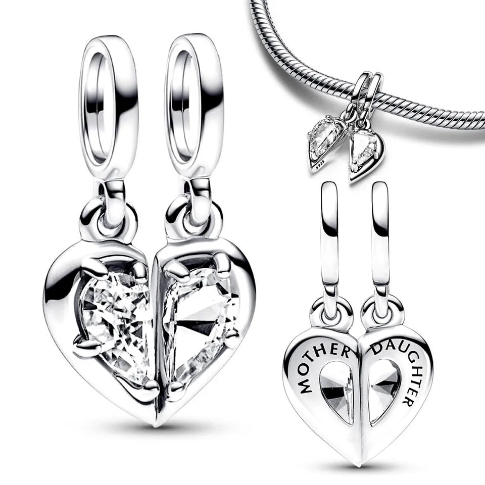 Charm Corazón madre e hija a duo de plata s925