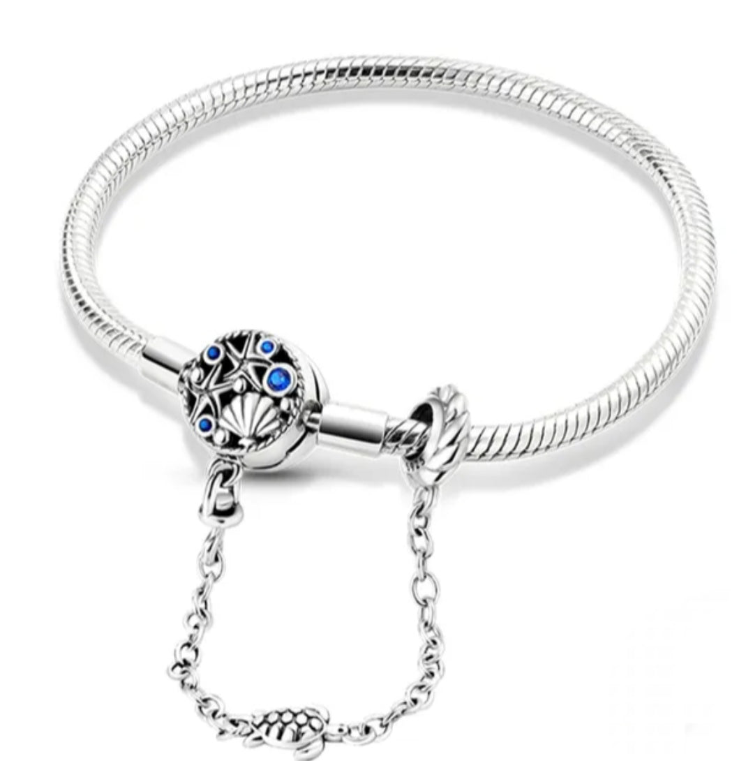 Brazalete broche marino brillantes cristal azul