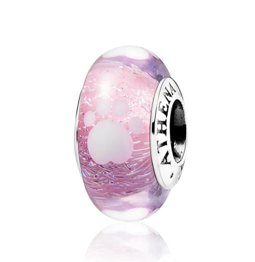 Murano rosa temática canina de plata s925