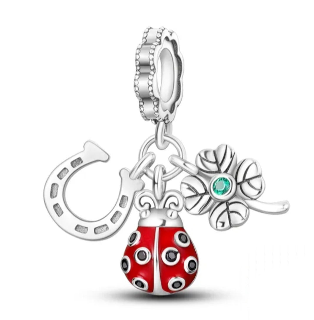 Charm herradura y catarina de plata s925