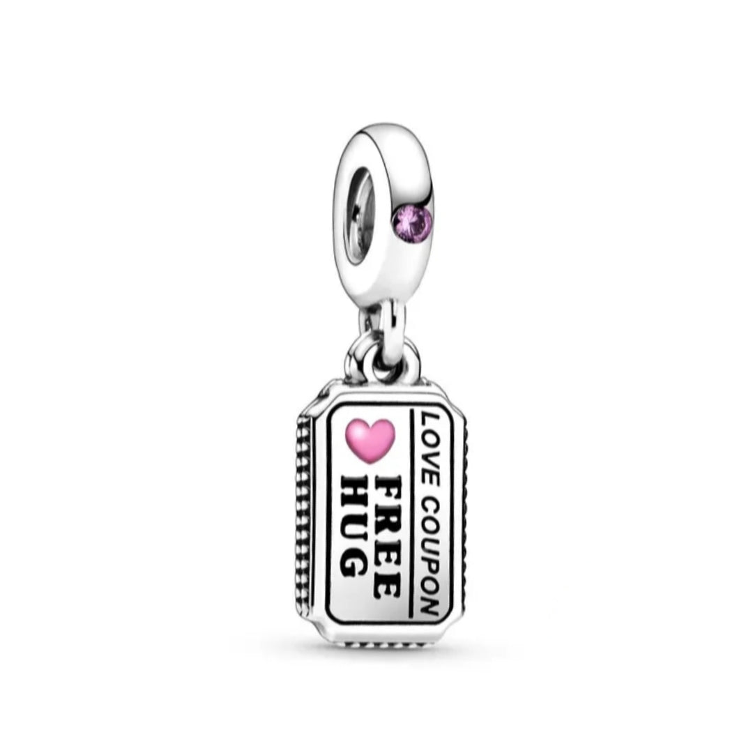 Charm Cupón Free hug rosa de plata s925