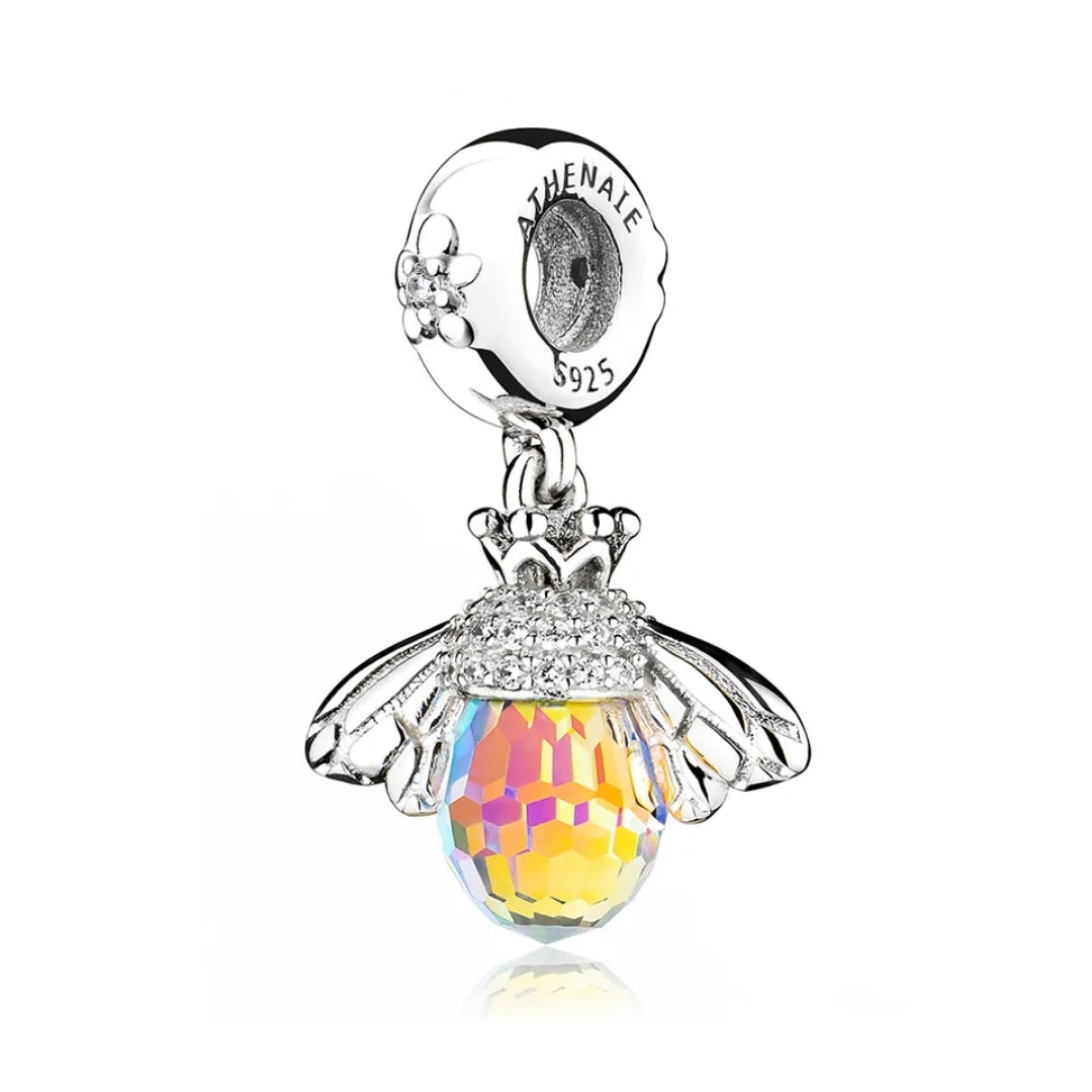 Charm luciérnaga de cristal de plata s925