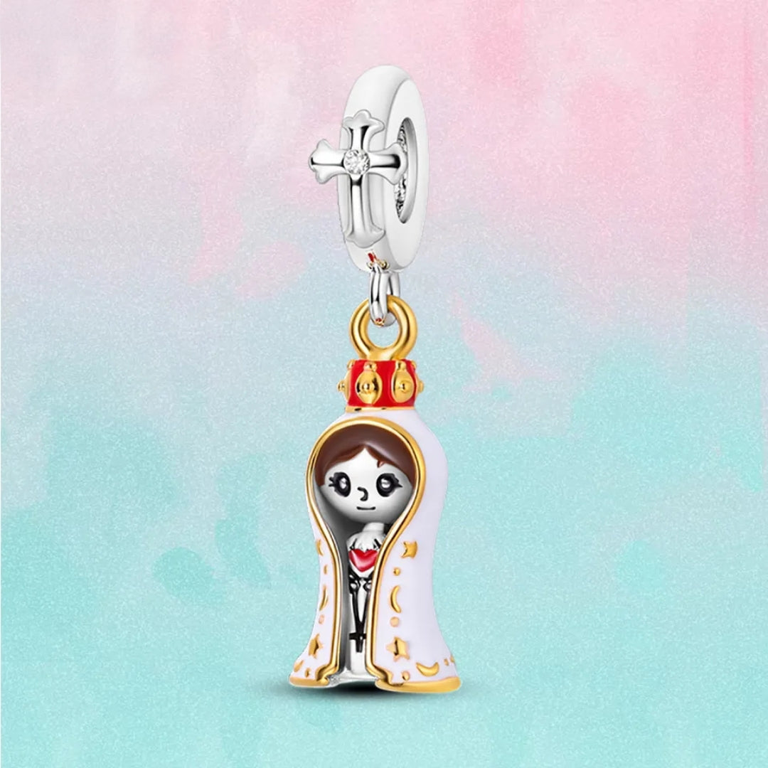 Charm virgen manto blanco de plata s925