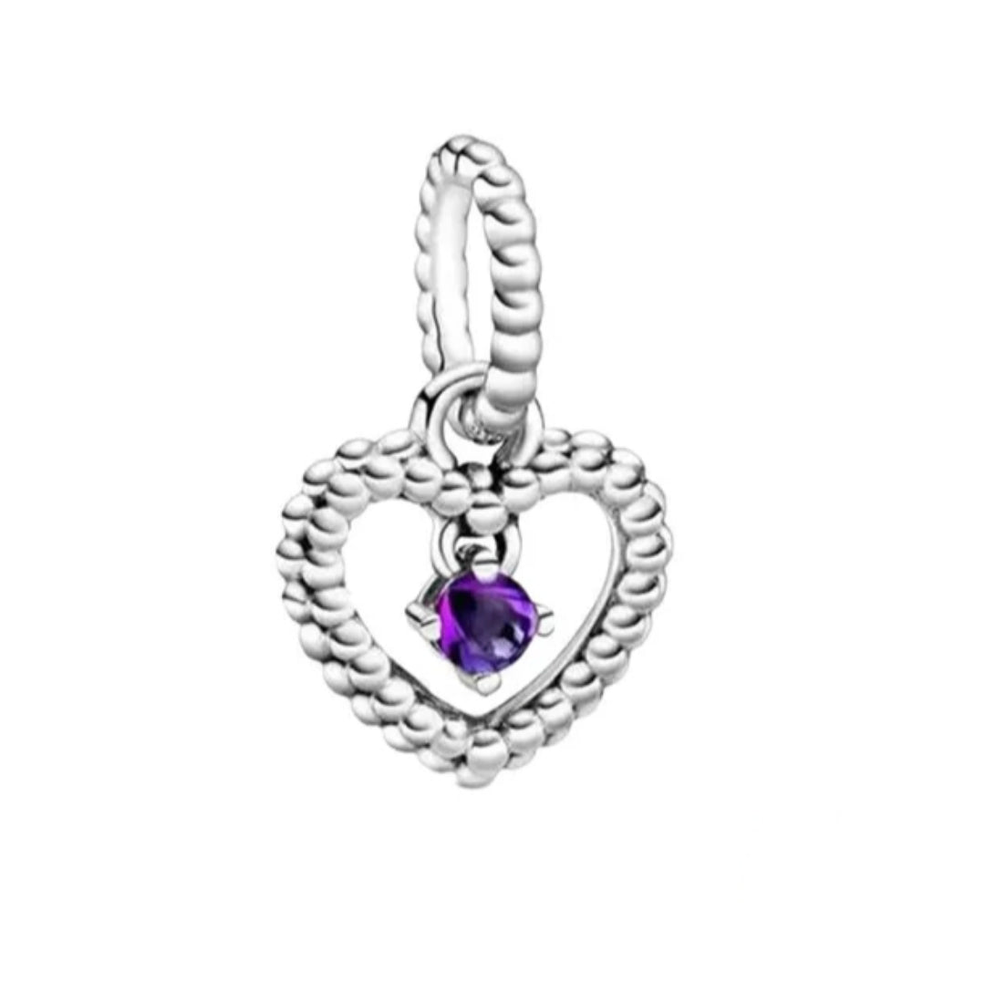 Charm corazón colgante meses del año de plata  s925