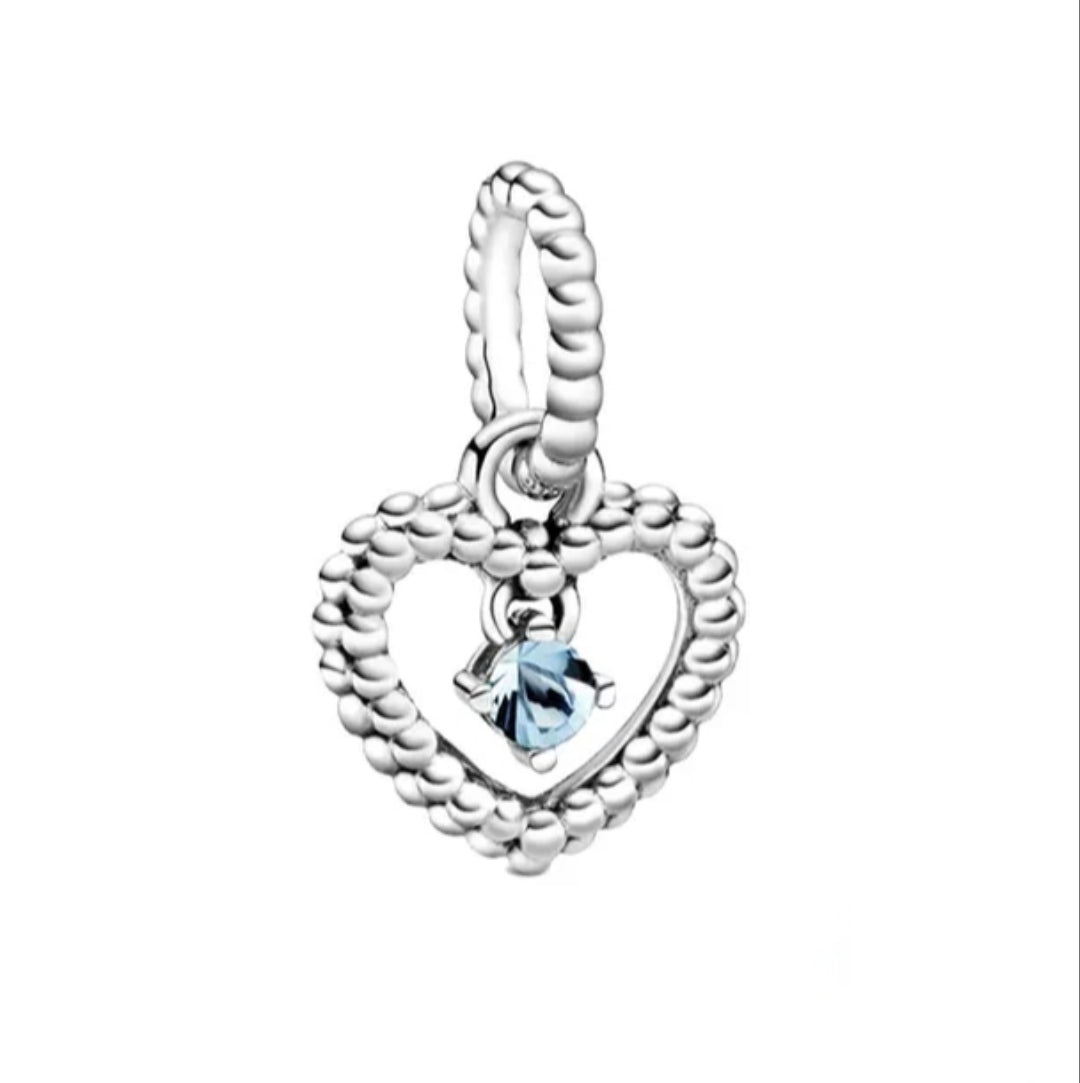 Charm corazón colgante meses del año de plata  s925