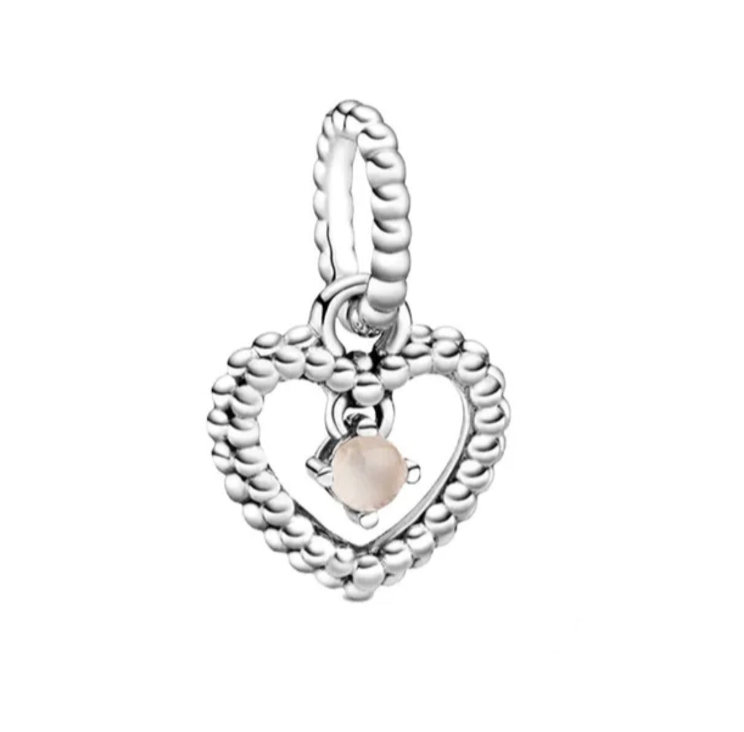 Charm corazón colgante meses del año de plata  s925