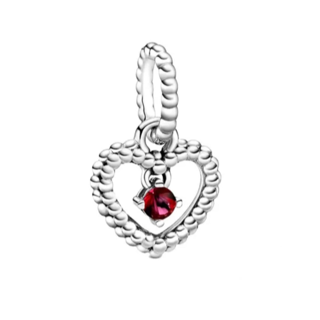 Charm corazón colgante meses del año de plata  s925