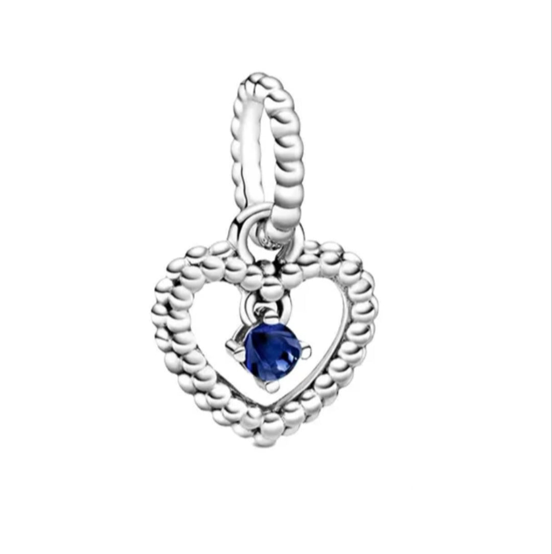 Charm corazón colgante meses del año de plata  s925