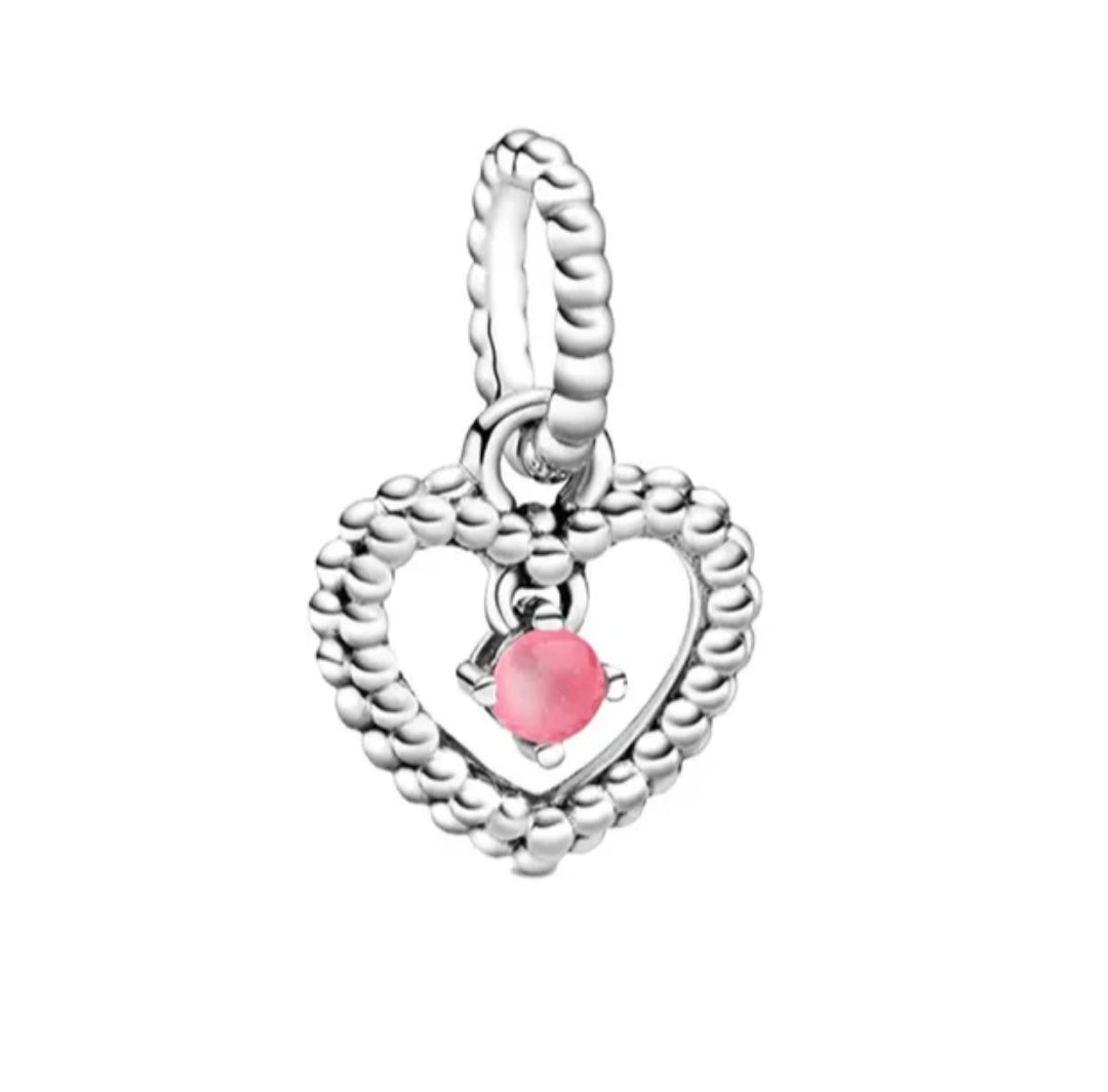 Charm corazón colgante meses del año de plata  s925