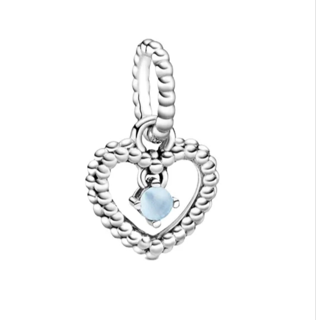 Charm corazón colgante meses del año de plata  s925