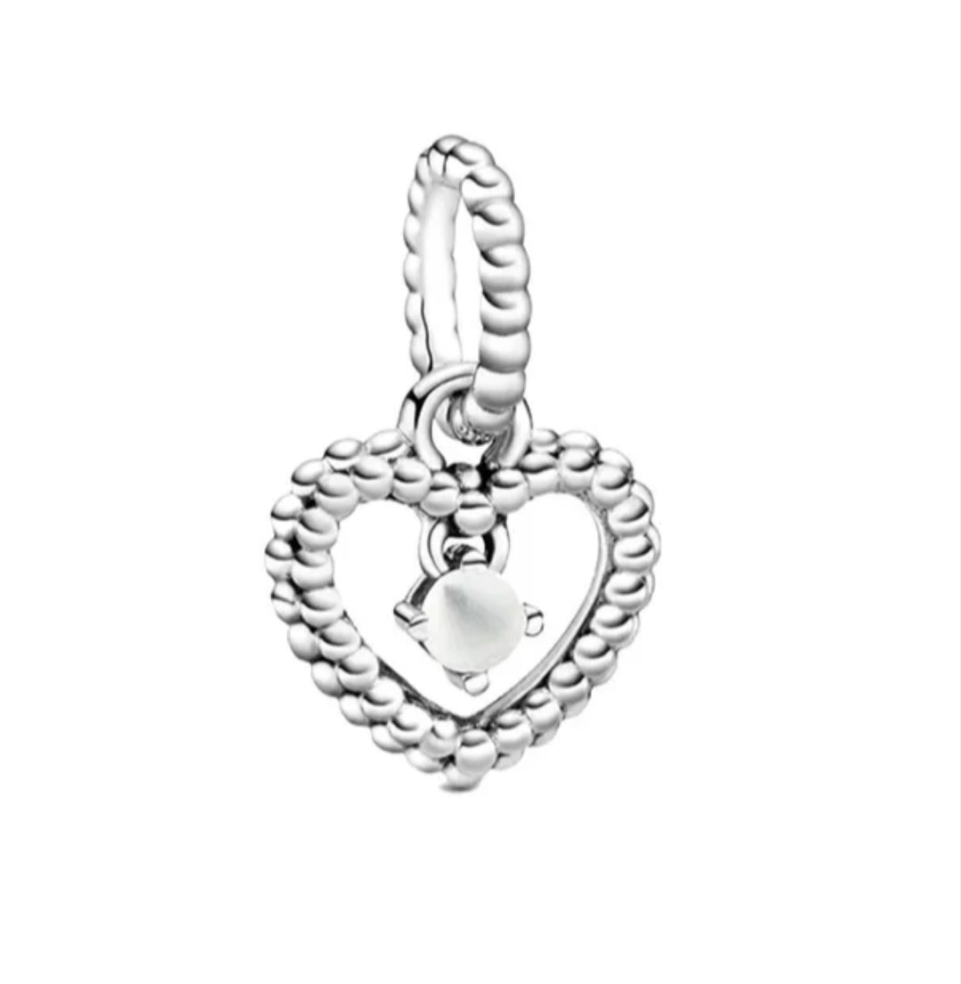 Charm corazón colgante meses del año de plata  s925