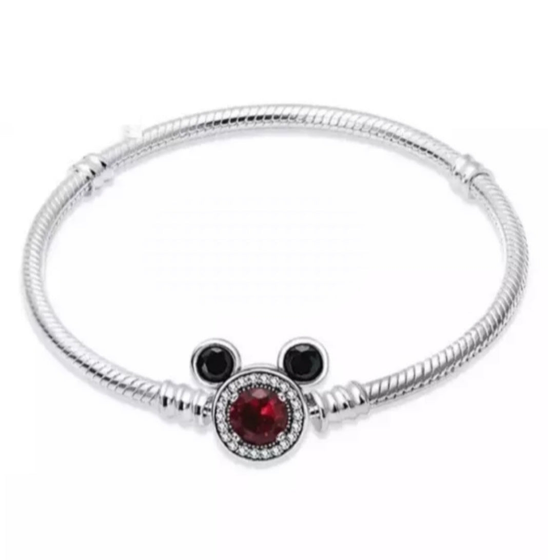 Brazalete broche Mickey Mouse cristal rojo