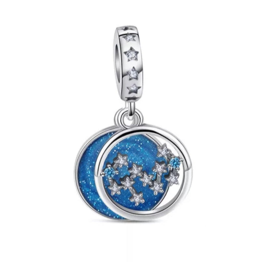 Charm constelaciones azul Zodiaco de plata s925