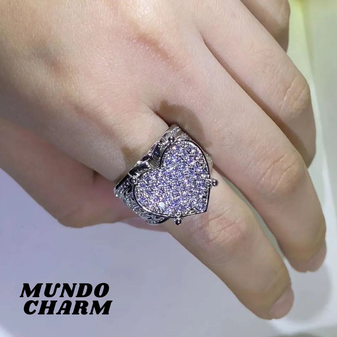 Anillo de corazón con brillantes de lujo S925