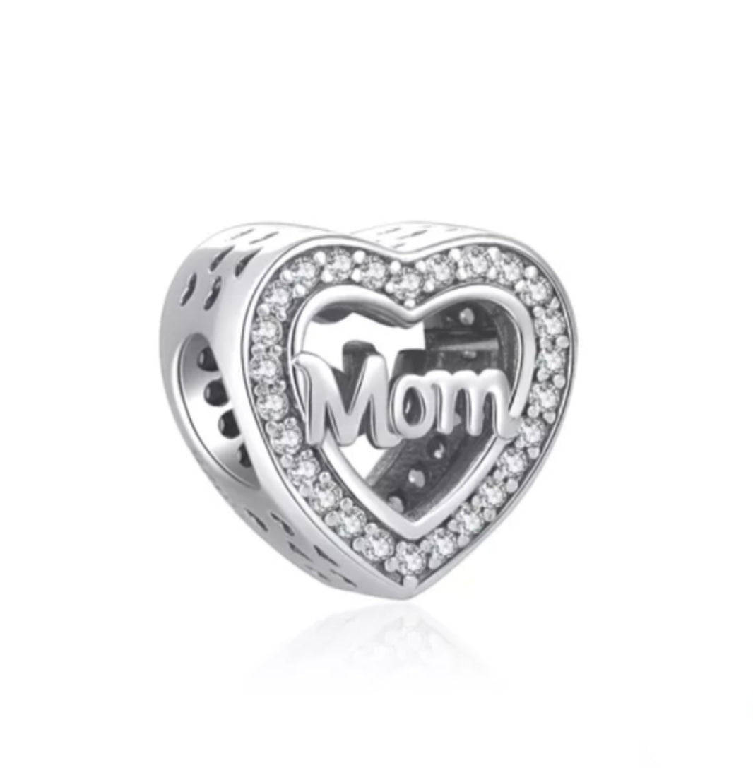 Charm Mom corazón de cristales de plata s925