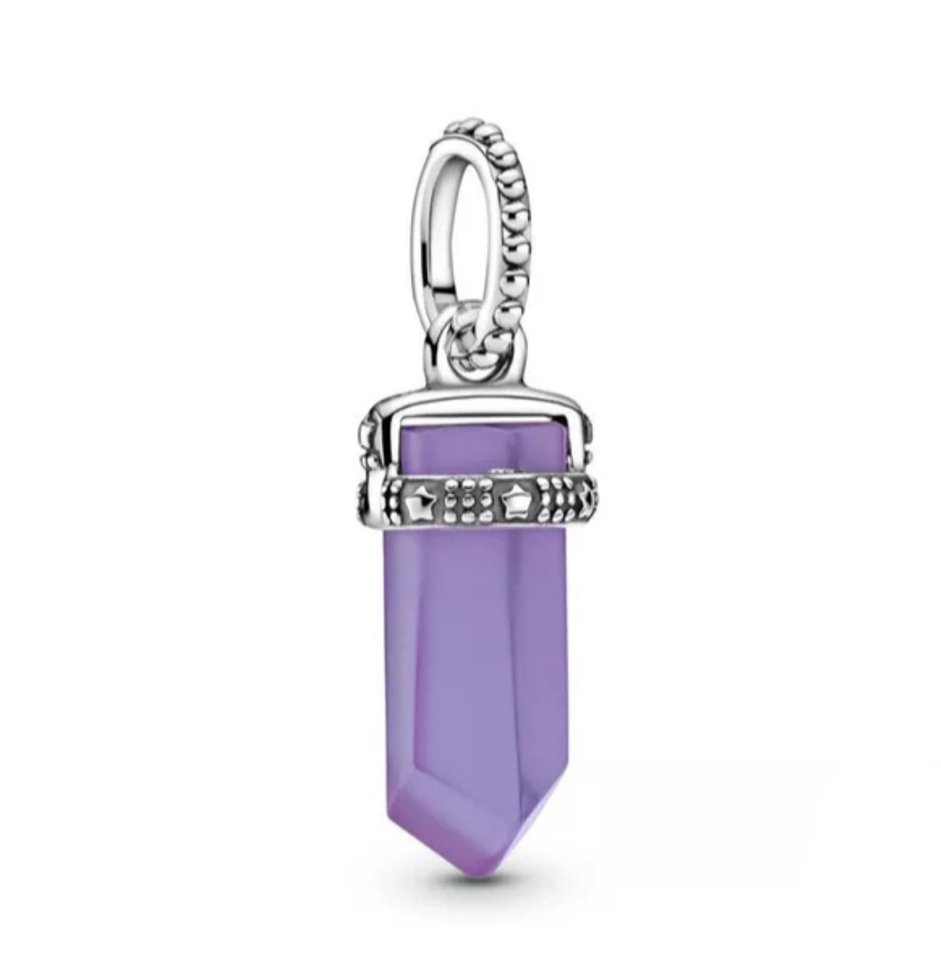 Charm tipo cuarzo morado de cristal de plata s925