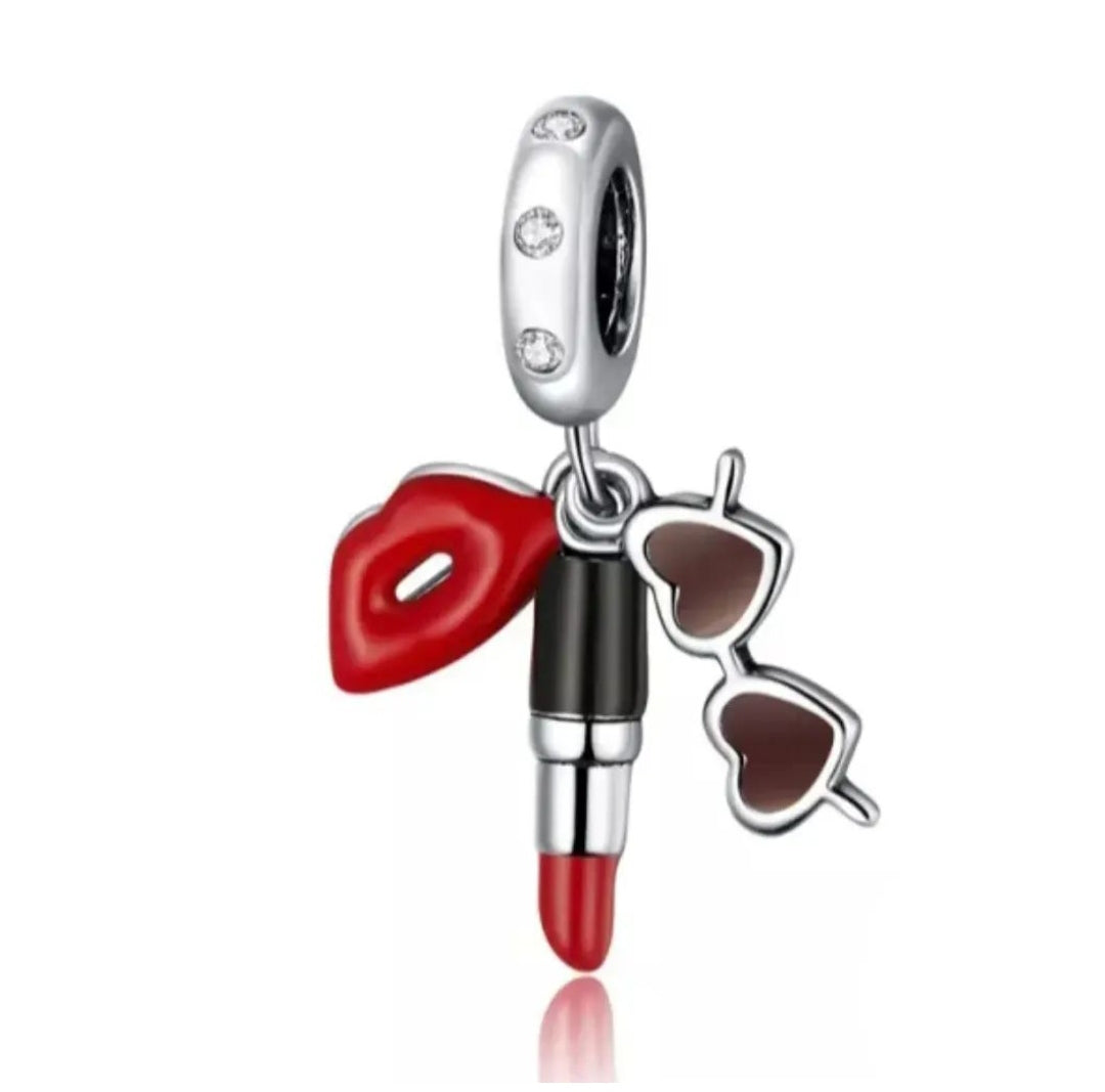 Charm labial y lentes de plata s925