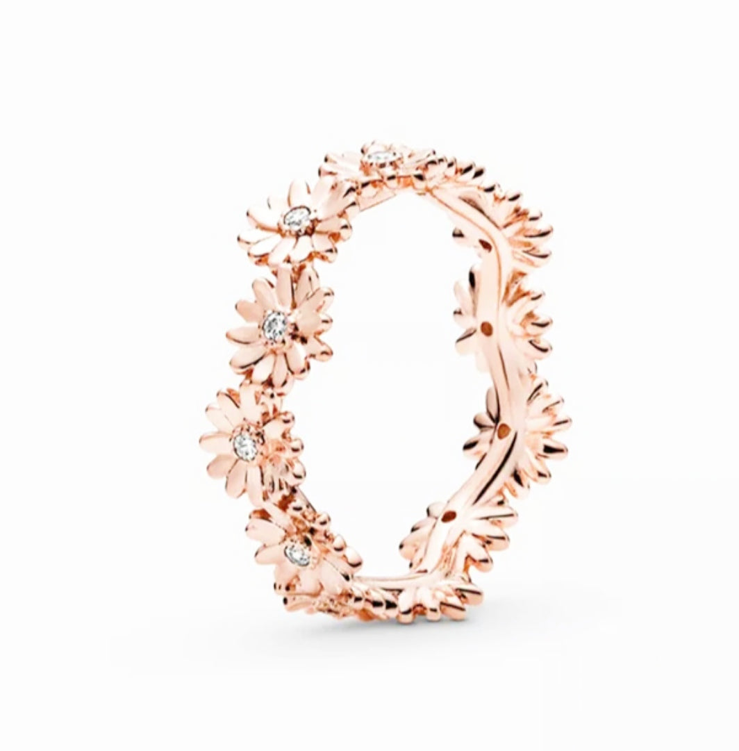 Anillo con flores rose gold  S925