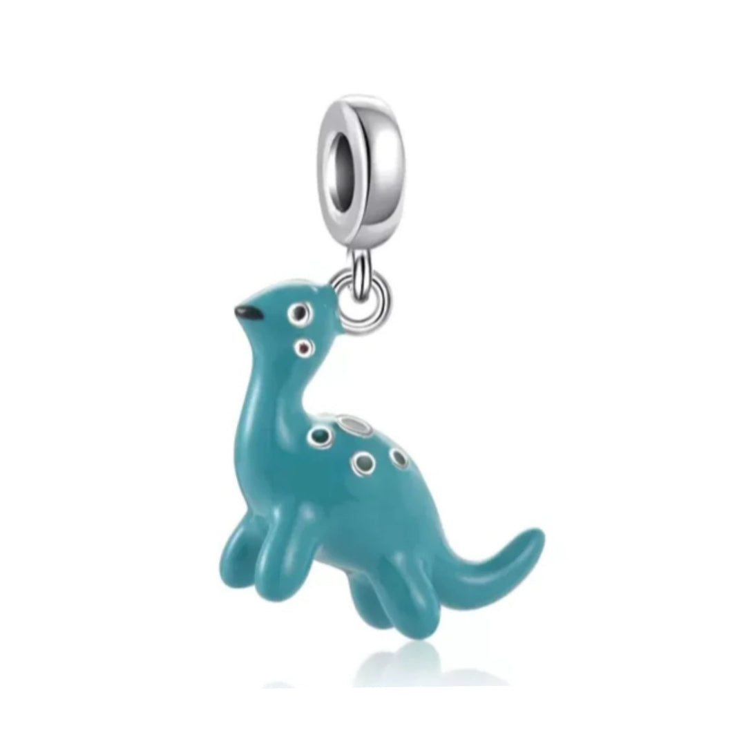 Charm dinosaurio turquesa de plata s925