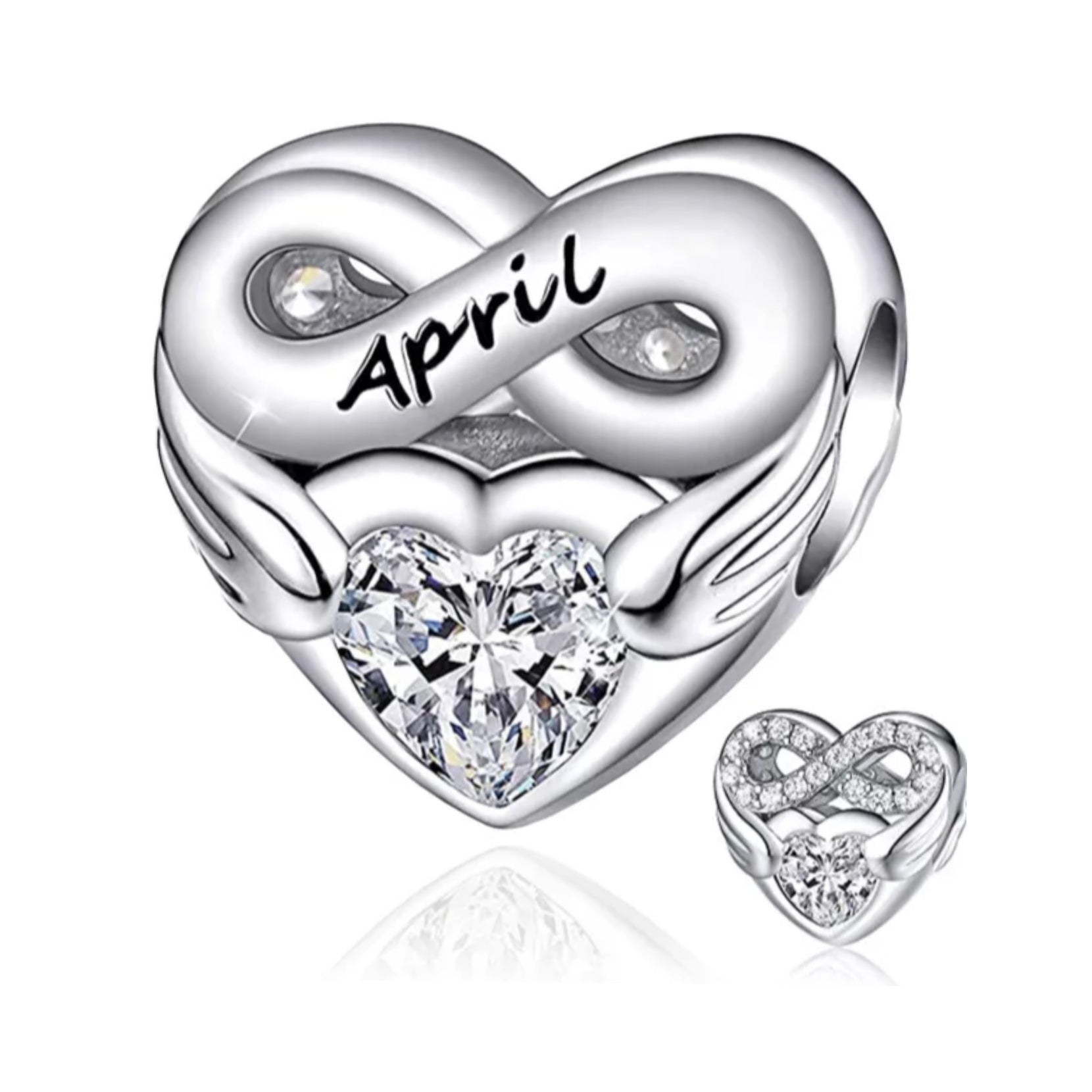 Charm corazón meses del año de plata  s925