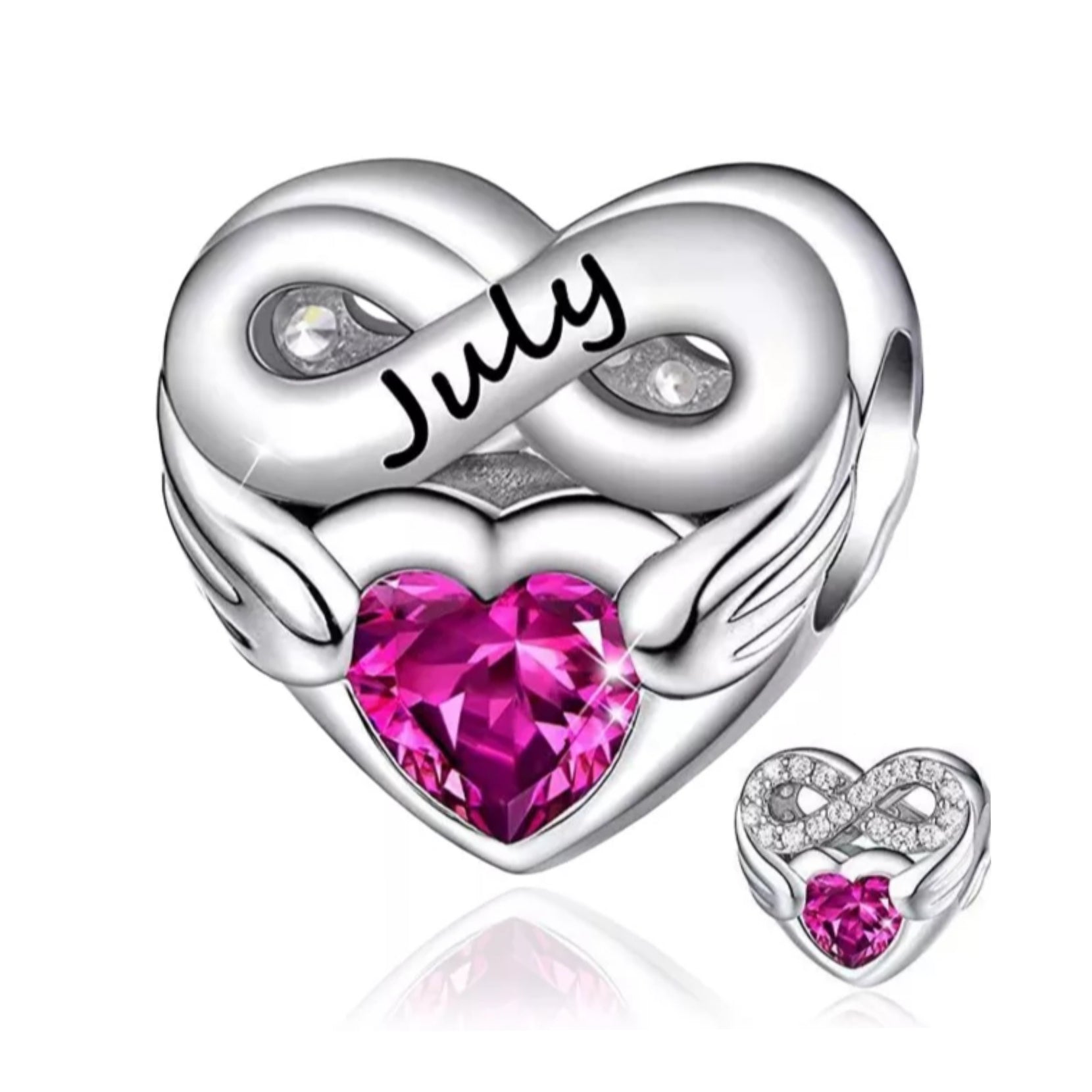 Charm corazón meses del año de plata  s925