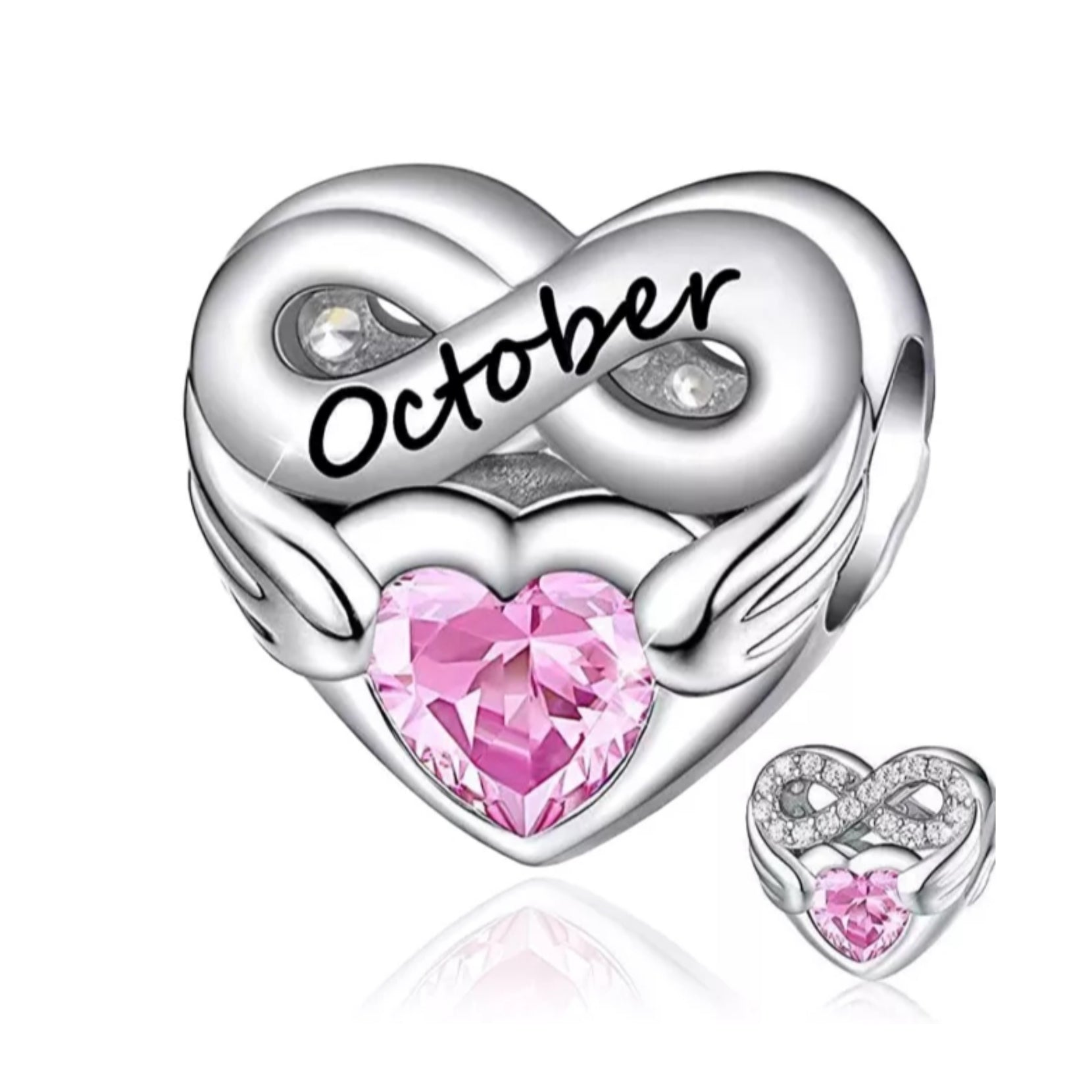 Charm corazón meses del año de plata  s925