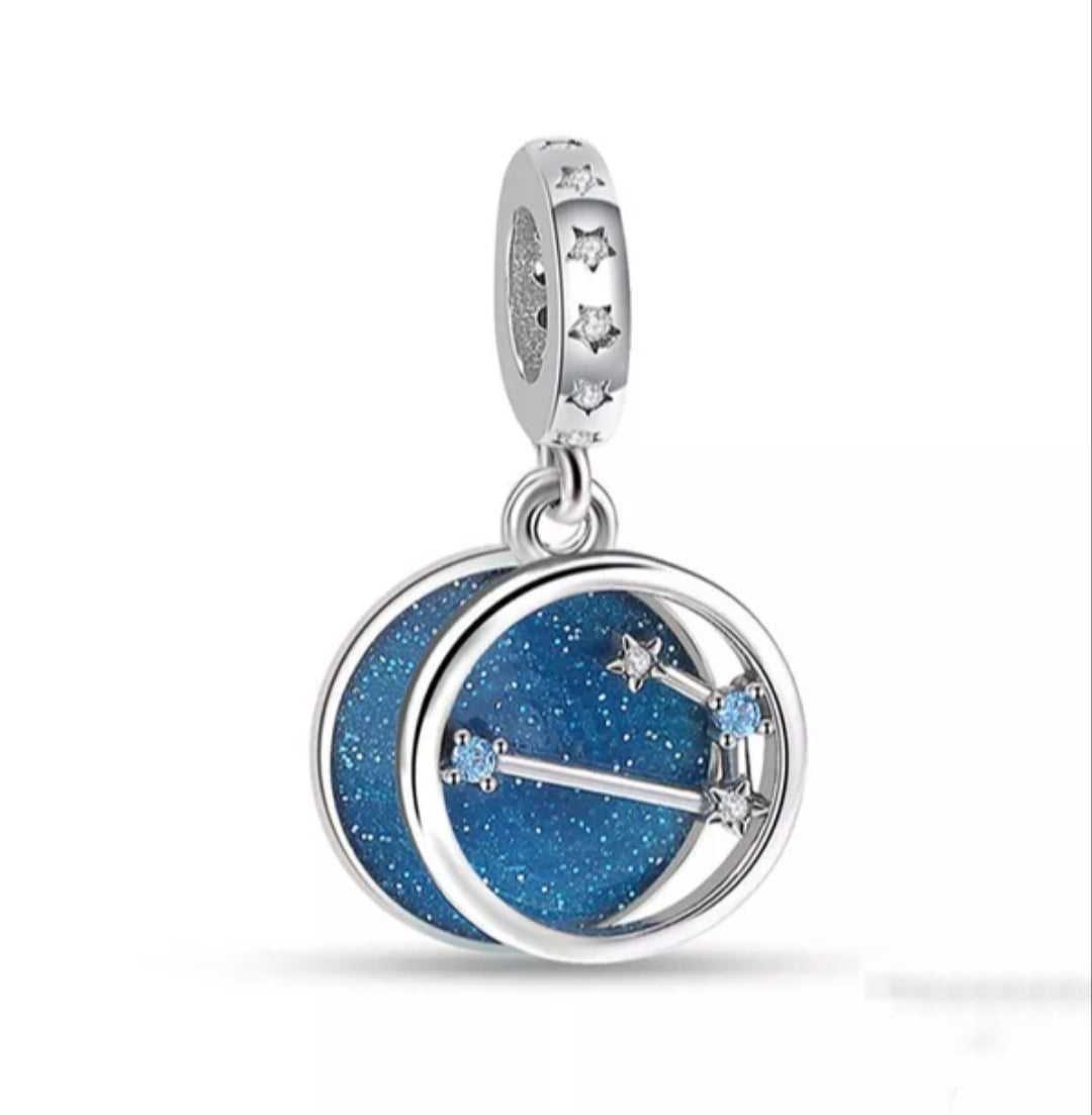 Charm constelaciones azul Zodiaco de plata s925