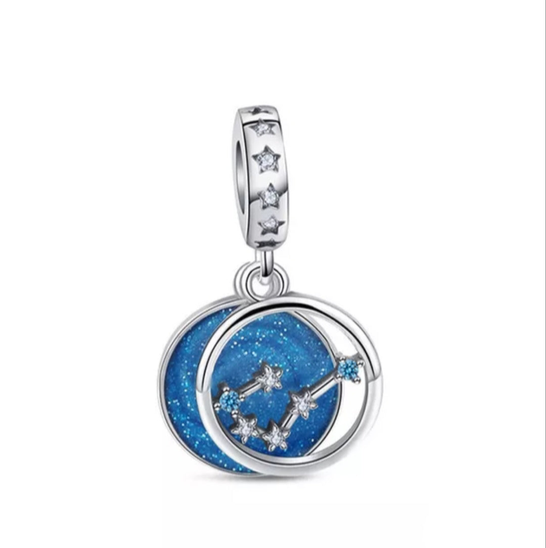 Charm constelaciones azul Zodiaco de plata s925