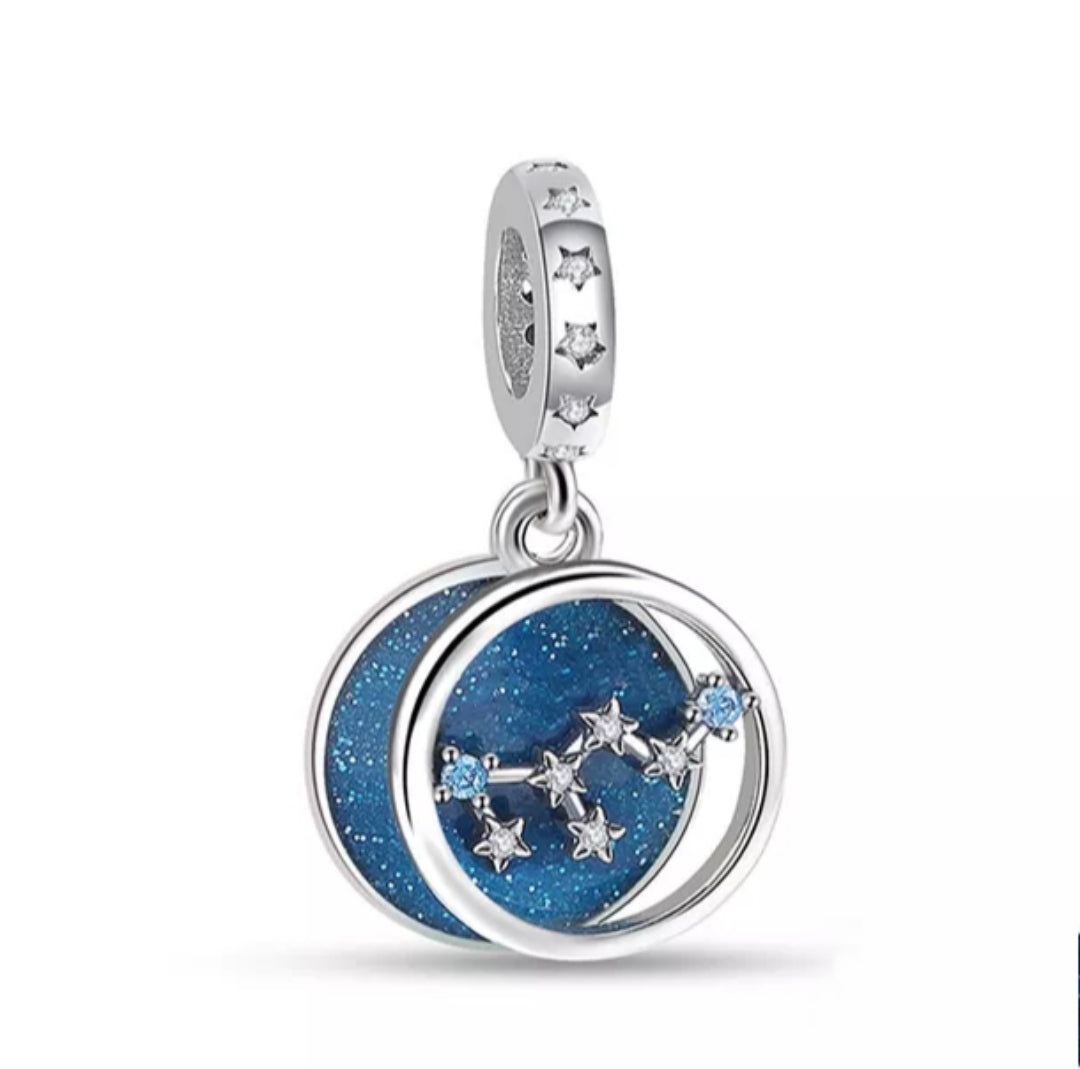 Charm constelaciones azul Zodiaco de plata s925