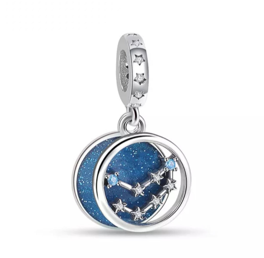 Charm constelaciones azul Zodiaco de plata s925