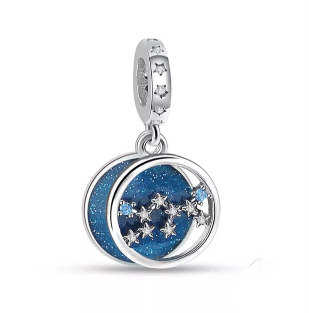 Charm constelaciones azul Zodiaco de plata s925