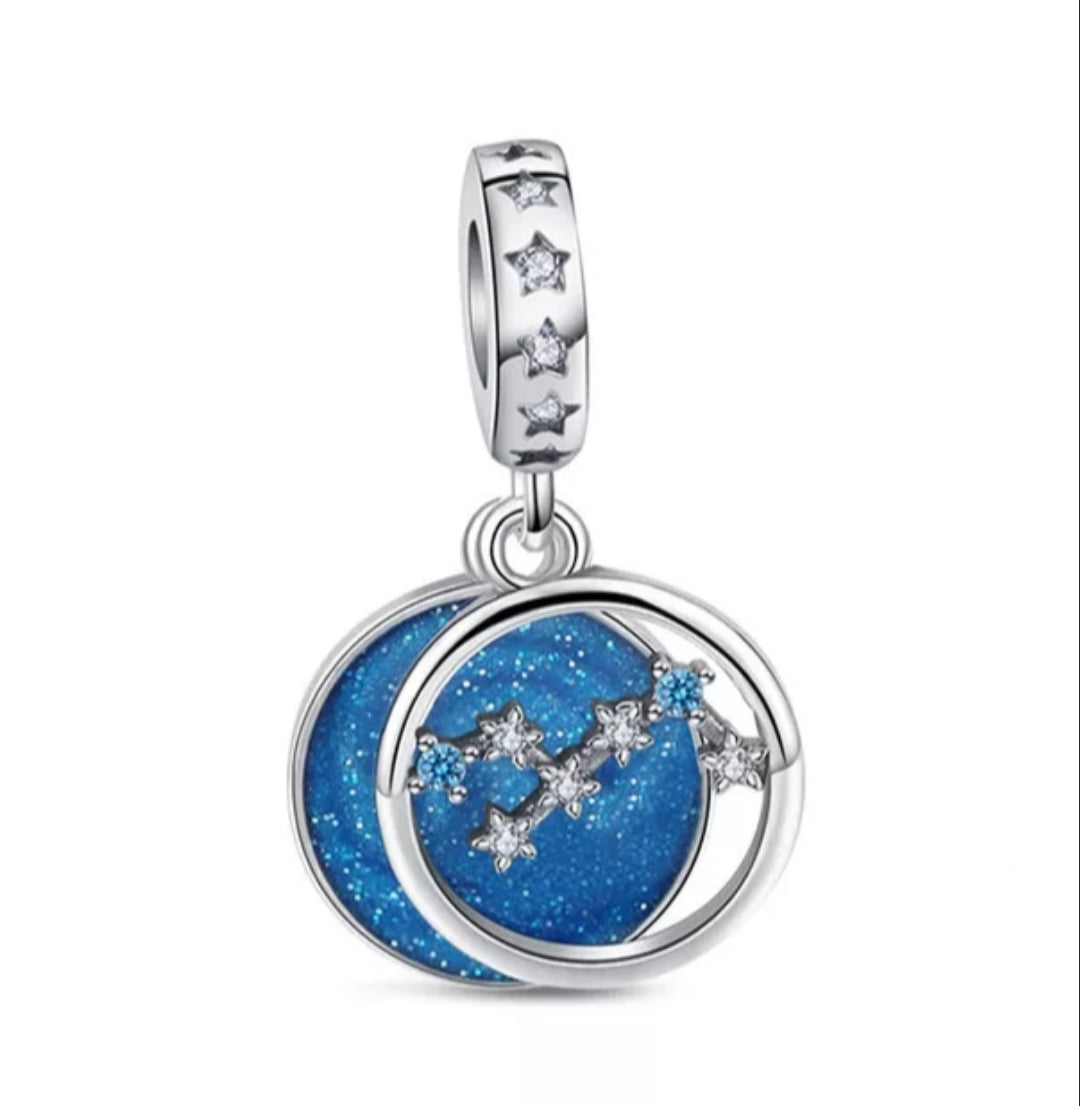 Charm constelaciones azul Zodiaco de plata s925