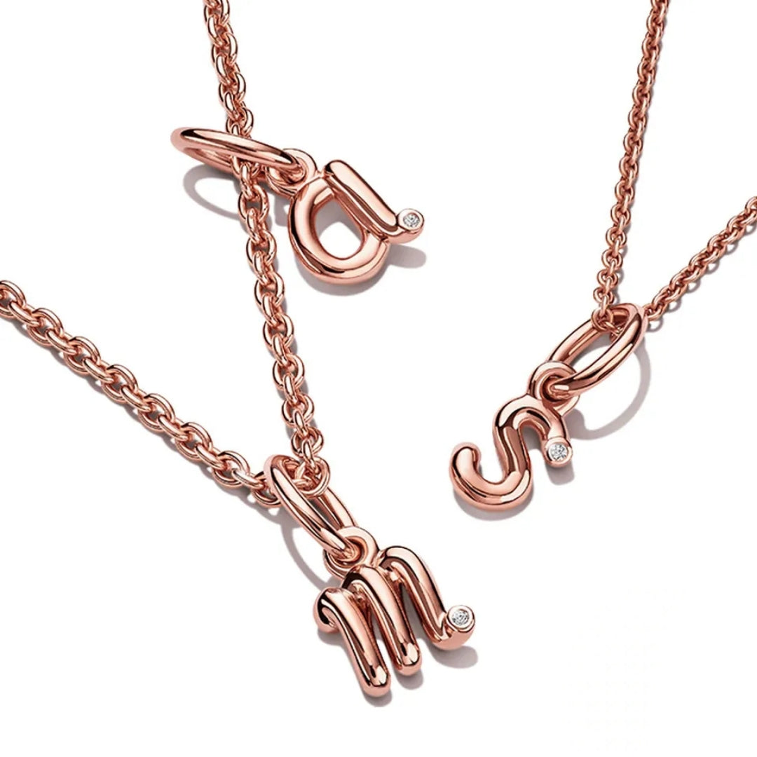 Charm Letra minúscula rose gold de plata s925