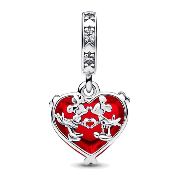 Charm corazón rojo Mickey y Minnie Mouse de plata s925 ✪ 𝔼𝕟𝕥𝕣𝕖𝕘𝕒 𝕀𝕟𝕞𝕖𝕕𝕚𝕒𝕥𝕒