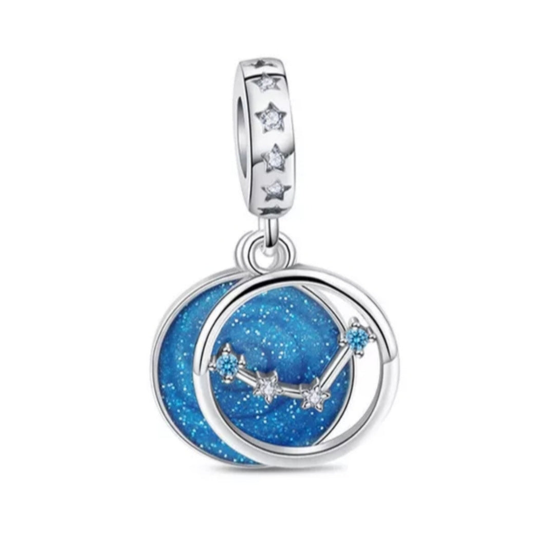 Charm constelaciones azul Zodiaco de plata s925